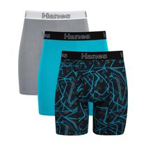 Cueca boxer Hanes Comfort Flex Fit masculina turquesa/preta, pacote com 3