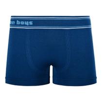 Cueca Boxer Infantil com Detalhe de Listras no Cós sem Costura Azul Cobalto