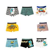 Cueca Boxer Infantil de Algodão com Estampa de Dinossauro - Pacote com 4 Peças