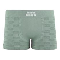 Cueca Boxer Infantil sem Costura em Jacquard Folhas Verde Grigio