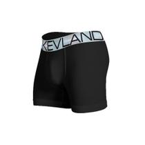 Cueca Boxer Kevland Microfibra Preta elástico Prata