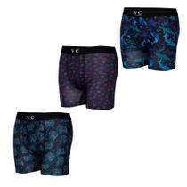 Cueca Boxer Long Estampa Digital - Kit Com 3 Peças Sortidas