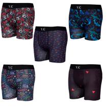 Cueca Boxer Long Estampa Digital - Kit Com 5 Peças Sortidas Cueca Boxer Long Estampa Digital - Kit Com 5 Peças Sortidas