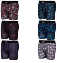 Cueca Boxer Long Estampa Digital - Kit Com 6 Peças Sortidas Cueca Boxer Long Estampa Digital - Kit Com 6 Peças Sortidas