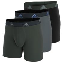 Cueca boxer masculina Adidas, pacote com 3 unidades, óxido verde/cinza/azul pulso