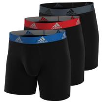 Cueca boxer masculina Adidas, pacote com 3 unidades, preta/azul/vermelha, GG