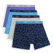 Cueca Boxer Masculina Calvin Klein - Pacote com 4 Unidades (Azul - Tamanho P)