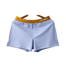 Cueca Boxer Masculina De Algodão Respirável De Cor Sólida Solta Roupa Íntima Para Casa