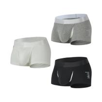 Cueca Boxer Masculina De Algodão Respirável Frente Aberta Roupa Íntima Sexy Com Protuberância De