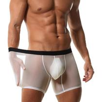 Cueca boxer masculina Evankin Ice Silk Mesh branca