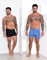 Cueca boxer masculina fibra de bambu kit com 2