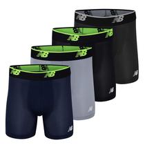 Cueca boxer masculina New Balance, malha padrão, 5 pretas, pacote com 4