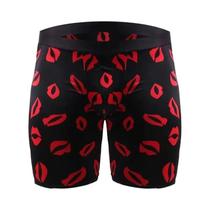 Cueca Boxer Masculina Preta, Roupa Íntima 2xl 3xl 4xl, Suave, Moda Lábios, Casual, Esportiva