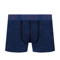 Cueca Boxer Masculina Puma Sem Costuras Estampada Azul