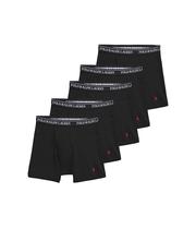 Cueca boxer masculina Ralph Lauren, pacote com 5 cuecas pretas de algodão