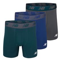 Cueca boxer New Balance 6 para homens, pacote com 3 unidades: Blue/Deep Jade/Thunder