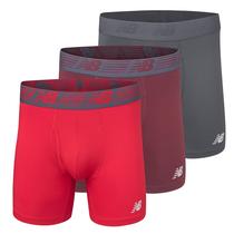 Cueca boxer New Balance 6 para homens, pacote com 3 unidades Borgandy/Red/Thunder