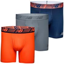 Cueca boxer New Balance 6 para homens, pacote com 3 unidades, tamanho M, pigmento/dinamite, aço