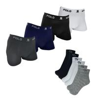 Cueca Boxer Polo Wear Kit Com 4 + Meia Rp Confort - Por Cor