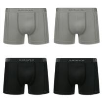 Cueca Boxer Selene Sem Costura Microfibra Kit C/4 Preta/Cinza