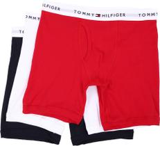 Cueca boxer Tommy Hilfiger, pacote com 3 unidades de algodão para homens, mogno