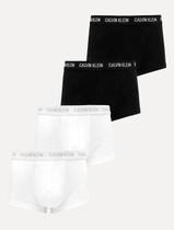 Cueca Calvin Klein Low Rise Trunk Classic C11.07 BR00 Branca/Preta Pack 4UN