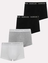Cueca Calvin Klein Low Rise Trunk Classic Preta Cinza e Branca C11.07 PT00 Pack 4 UN
