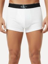 Cueca Calvin Klein Low Rise Trunk Cotton New Re Issue Blue Logo Branca