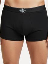 Cueca Calvin Klein Low Rise Trunk Cotton New Re Issue Blue Logo Preta