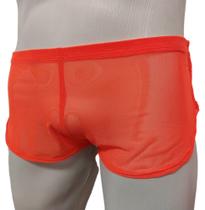 Cueca com Abertura Lateral Ultra Fina Transparente Laranja Florescente SexLord