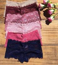Cueca feminina de renda cor azul e rosa tamanho m