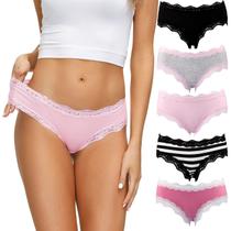 Cueca feminina LYYTHAVON, cueca macia e respirável de algodão, pacote com 5