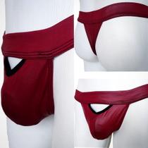 Cueca Fio Dental com Abertura para Apoio Frontal em Cirre Marsala Cuecas SexLord Underwear