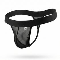 Cueca Fio Masculina Sexy Tanguinha Tela Preta Transparente Lingerie Gay, Travesti, Drag, Confortável e Ousada Cor:Preta