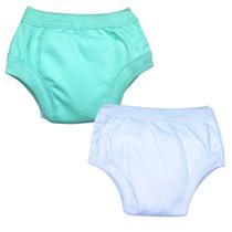 Cueca Fralda Para Treinamento Desfralde Kit 2un Verde/Bco