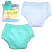 Cueca Fralda Para Treinamento Desfralde Kit 2un Verde/Bco Cueca Fralda Para Treinamento Desfralde Kit 2un Verde/Bco