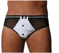 Cueca Garçom com Estampa de Smoking em Tule