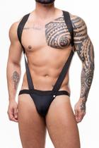 Cueca harness em suplex preto com suspensório tamanho único steves designer