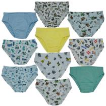 Cueca Infantil de algodão modelo tradicional Slip kit 10 un. sortidas