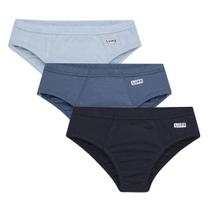 Cueca Infantil Slip Kit 3 cuecas Azul Básicas Lisa Confortável Tradicional Menino Juvenil Elástico na cintura Lupo Cueca Infantil Slip Kit 3 cuecas Azul Básicas Lisa Confortável Tradicional Menino Juvenil Elástico na cintura Lupo