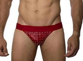 Cueca Jockstrap Cirre Vermelho com Tachinhas Cueca Jockstrap Cirre Vermelho com Tachinhas