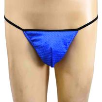 Cueca jockstrap fio dental tecido respiravel furadinho forrada Azul BIC