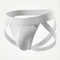 Cueca Jockstrap Masculina Faixa Dupla Ousada Confortável cor:BrancoTamanho:38-46