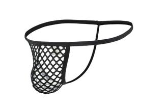 Cueca Jockstrap Sexy Fio Dental Aberta Tecido Arrastão Furadinho Sem Forro - Almah Fashion