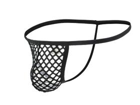 Cueca jockstrap sexy Fio dental aberta tecido arrastao furadinho sem forro Cueca jockstrap sexy Fio dental aberta tecido arrastao furadinho sem forro