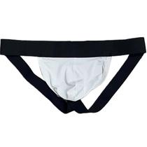 Cueca jockstrap sexy suporte atletico com faixa aberta Branca