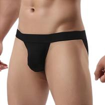 Cueca Jockstrap Sexy Suporte Atlético com Faixa Aberta - Preta