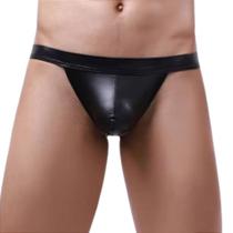 Cueca Jockstrap Suporte Atlético com Faixa Aberta Preta em Tecido Cirre que Imita Couro Forrada Cueca Jockstrap Suporte Atlético com Faixa Aberta Preta em Tecido Cirre que Imita Couro Forrada