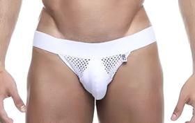 Cueca Jocsktrap Premium Suplex Branco Vazada