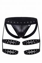 Cueca Masculina Jockstrap Strappy Com Ilhoses Estilo Harness Cor:PretoTamanho:38-46